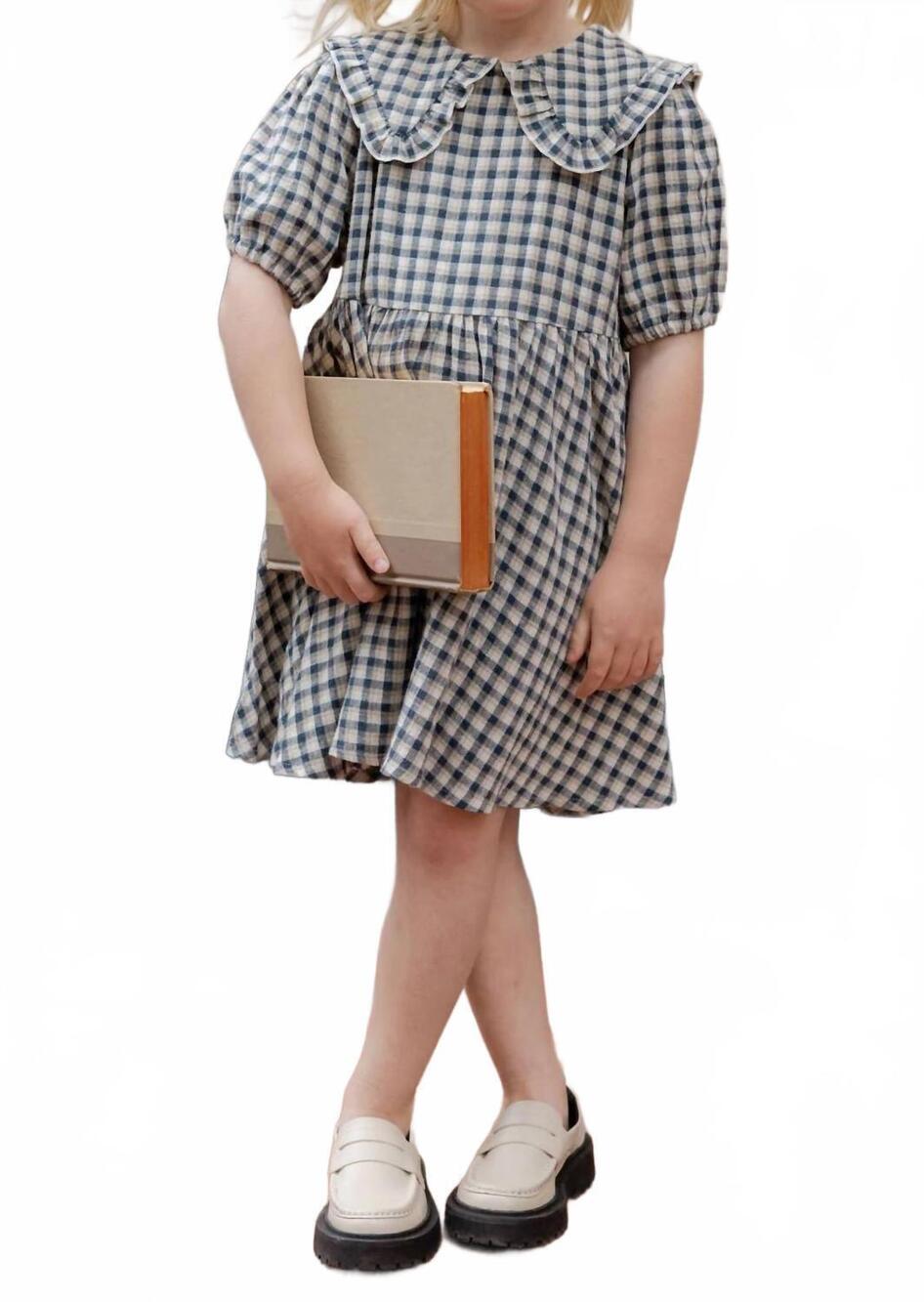 NEW RYLEE + CRU camille dress in navy check
